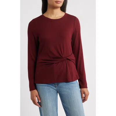 Wit & Wisdom Twist Front T-shirt In Burgundy