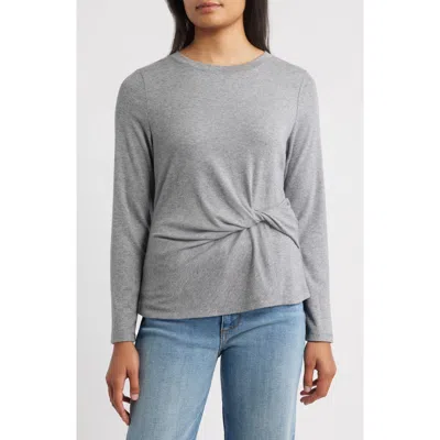 Wit & Wisdom Twist Front T-shirt In Gray