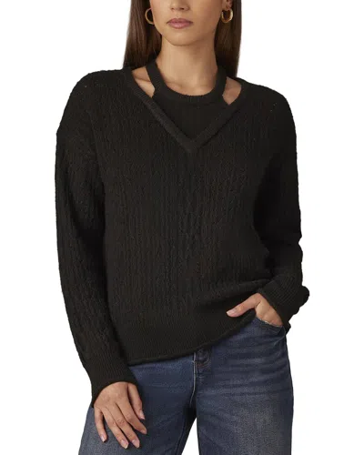 Wit & Wisdom V-neck Sweater With Bib In Black