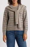 Wit & Wisdom Twofer Tie Sleeve Sweater In Brown