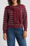 Wit & Wisdom Twofer Tie Sleeve Sweater In Burgundy