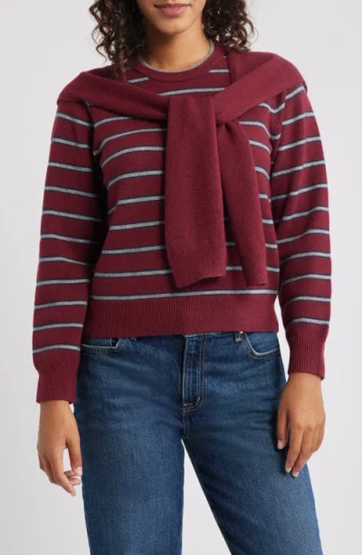 Wit & Wisdom Twofer Tie Sleeve Sweater In Burgundy