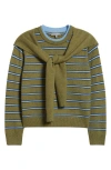 Wit & Wisdom Twofer Tie Sleeve Sweater In Green