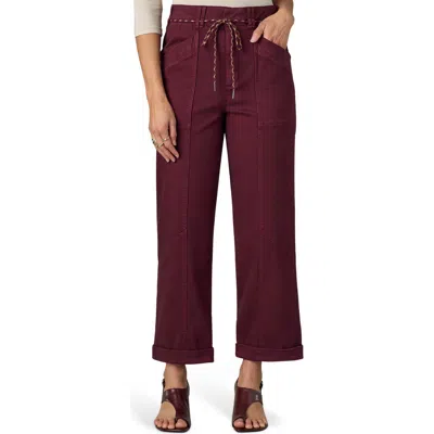 Wit & Wisdom Ultra Skyrise High Waist Relaxed Stretch Cotton Pants In Burgundy