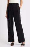 Wit & Wisdom Ultra Skyrise Lace Trim Straight Leg Pant In Black