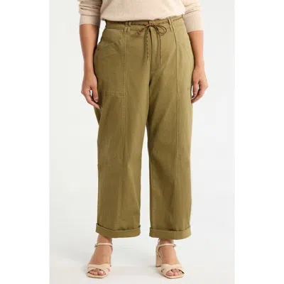 Wit & Wisdom Ultra Skyrise Relaxed Drawstring Waist Stretch Cotton Pants In Green