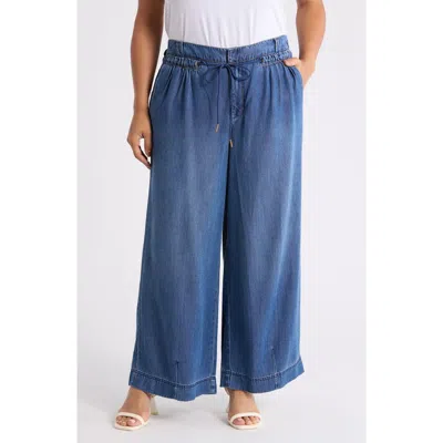Wit & Wisdom Ultra Skyrise Wide Leg Drawstring Jeans In Blue