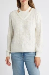Wit & Wisdom V-neck Sweater With Bib In White