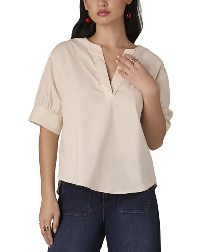 Wit & Wisdom V-neck Woven Top In Neutral