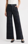 Wit & Wisdom Whitney Skyrise Plaid Wide Leg Pants In Black