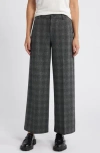 Wit & Wisdom Whitney 'ab'solution Skyrise Plaid Wide Leg Trousers In Charcoal Black