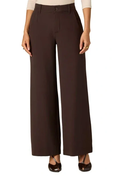 Wit & Wisdom Whitney Skyrise Flat Front Wide Leg Pants In Brown