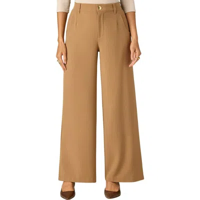 Wit & Wisdom Whitney Skyrise Flat Front Wide Leg Pants In Brown