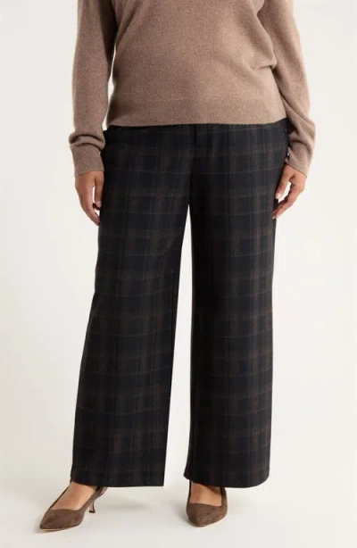 Wit & Wisdom Whitney Skyrise Plaid Wide Leg Trousers In Black