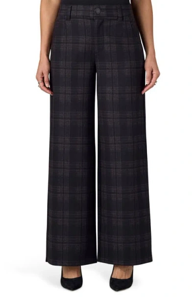 Wit & Wisdom Whitney Skyrise Plaid Wide Leg Trousers In Black