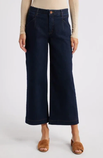 Wit & Wisdom Wyatt 'ab'solution Skyrise V-pocket Ankle Wide Leg Jeans In Dark Indigo