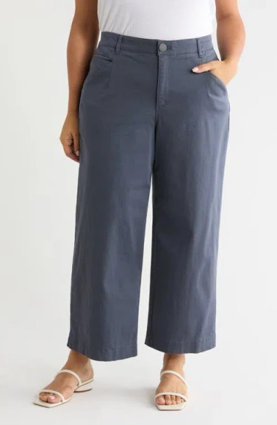 Wit & Wisdom Wyatt Skyrise Crop Wide Leg Twill Pants In Gray