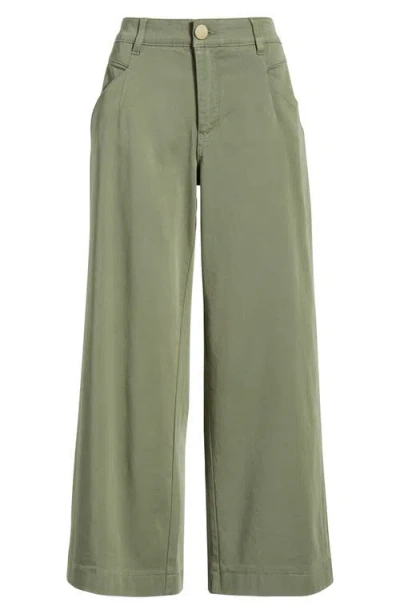Wit & Wisdom Wyatt Skyrise Crop Wide Leg Twill Pants In Green
