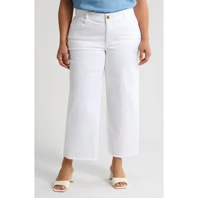 Wit & Wisdom Wyatt Skyrise Frayed High Waist Ankle Wide Leg Jeans In Optic White
