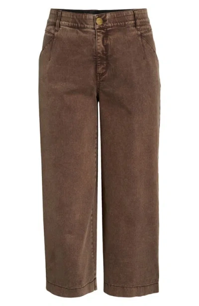 Wit & Wisdom Wyatt Skyrise High Waist Ankle Wide Leg Jeans In Brown
