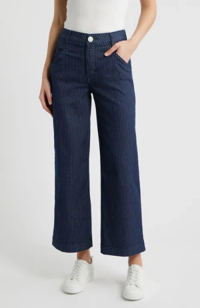 Wit & Wisdom Wyatt Skyrise Stripe V-pocket Ankle Wide Leg Jeans In Purple