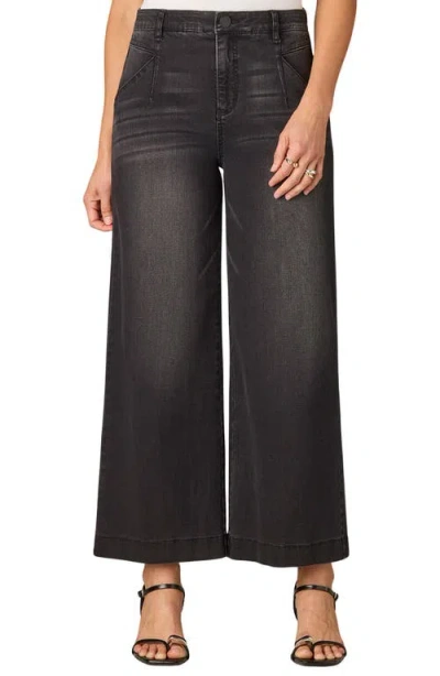Wit & Wisdom Wyatt Skyrise V-pocket Ankle Wide Leg Jeans In Black