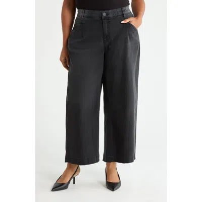 Wit & Wisdom Wyatt Skyrise V-pocket Ankle Wide Leg Jeans In Black