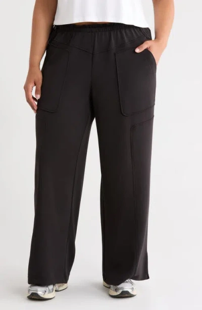 Wit & Wisdom Yoke Detail Wide Leg Scuba Pants In Brown