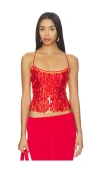 With Harper Lu Backless Top In Red