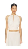 With Harper Lu Draped Halter Top In Neutral