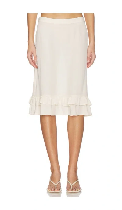 With Harper Lu Frill Midi Skirt In White