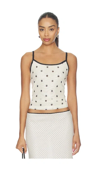 With Harper Lu Mesh Camisole Top In White
