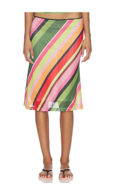 With Harper Lu Mesh Midi Skirt In Multi