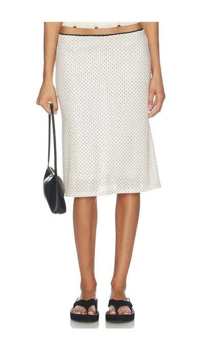 With Harper Lu Mesh Midi Skirt In White
