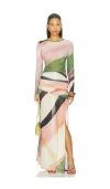 With Harper Lu Wrap Mesh Maxi  원피스 In Multi