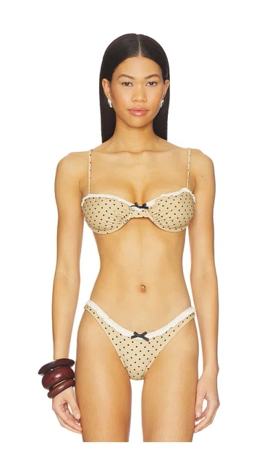 With Jean Jeanie Polka Dot Bikini Top In Multi