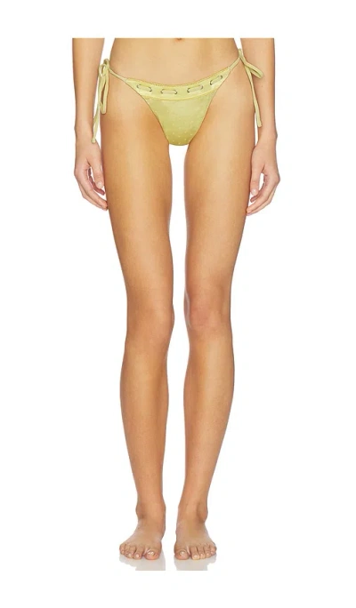 With Jean Juni Eyelet Lace Up Bikini Bottom In Green