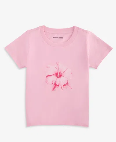 With Jules Kids' Big Girl Macaron Graphic Tee In Pink
