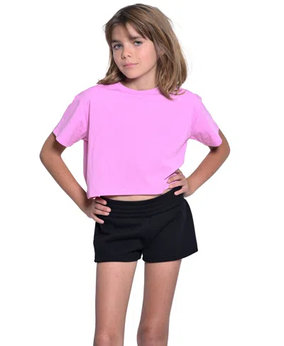 With Jules Kids' Big Girls Cotton Short-sleeve Baby T-shirt In Medium Pink