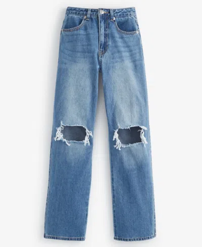 With Jules Kids' Big Girls Distressed Wide-leg Jeans In Light Wash