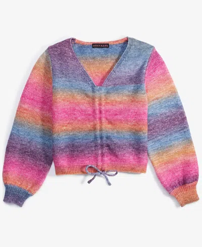 With Jules Kids' Big Girls Drawstring Rainbow Sweater In Multi