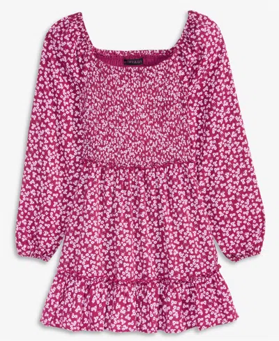 With Jules Kids' Big Girls Long-sleeve Smocked-bodice Dress