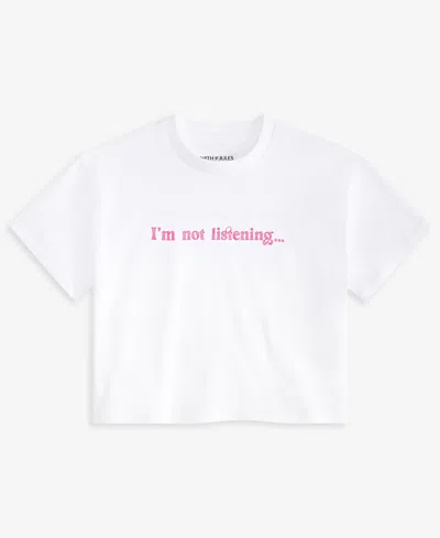 With Jules Big Girls Not Listening Graphic Cotton T-shirt In White