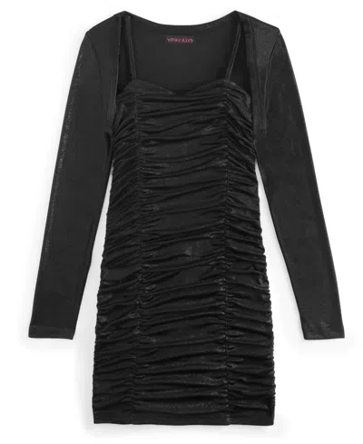 With Jules Kids' Big Girls Ruched Sleeveless Dress & Shrug Set In Black
