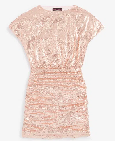 With Jules Kids' Big Girls Short-sleeve Bloussant Sequin Dress In Rose Gold