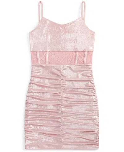 With Jules Kids' Big Girls Sleeveless Lace-insert Dress In Light,pastel Pink