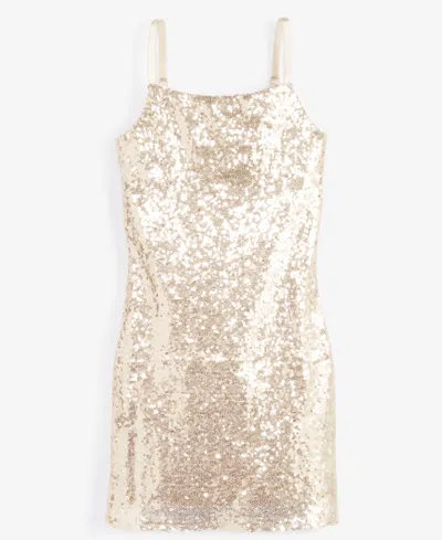 With Jules Kids' Big Girls Sleeveless Sequin Bodycon Dress In Gold