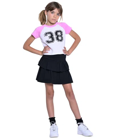 With Jules Kids' Big Girls Tiered Knit Skirt In Black