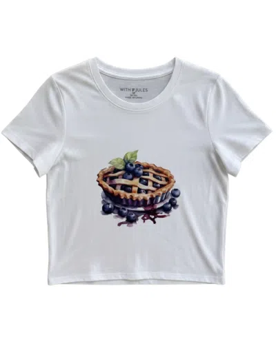 With Jules Kids' Girls' 4-16 Blueberry Pie Graphic Cap Sleeve T-shirt In White