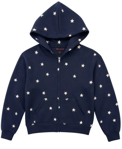 With Jules Kids' Girls' 4-16 Star Long-sleeve Full-zip Hoodie In Blue